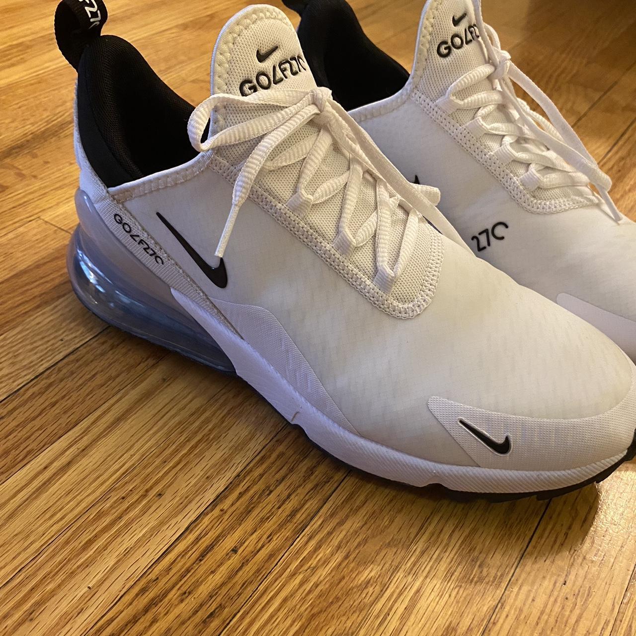 Nike Air Max 270 Golf, White Black, Mens 9,
