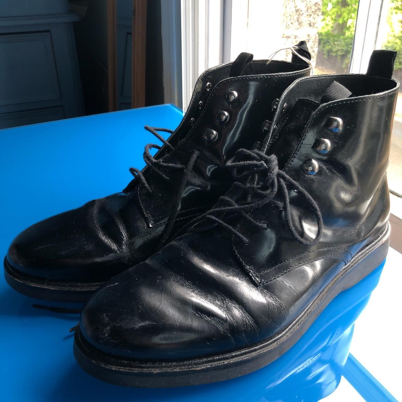 H by Hudson black military style boots size... - Depop