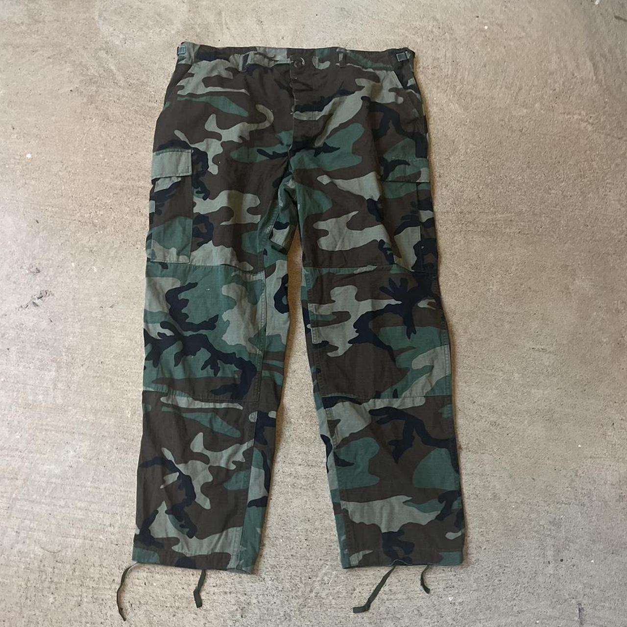 vintage US military surplus camo combat pants with... - Depop