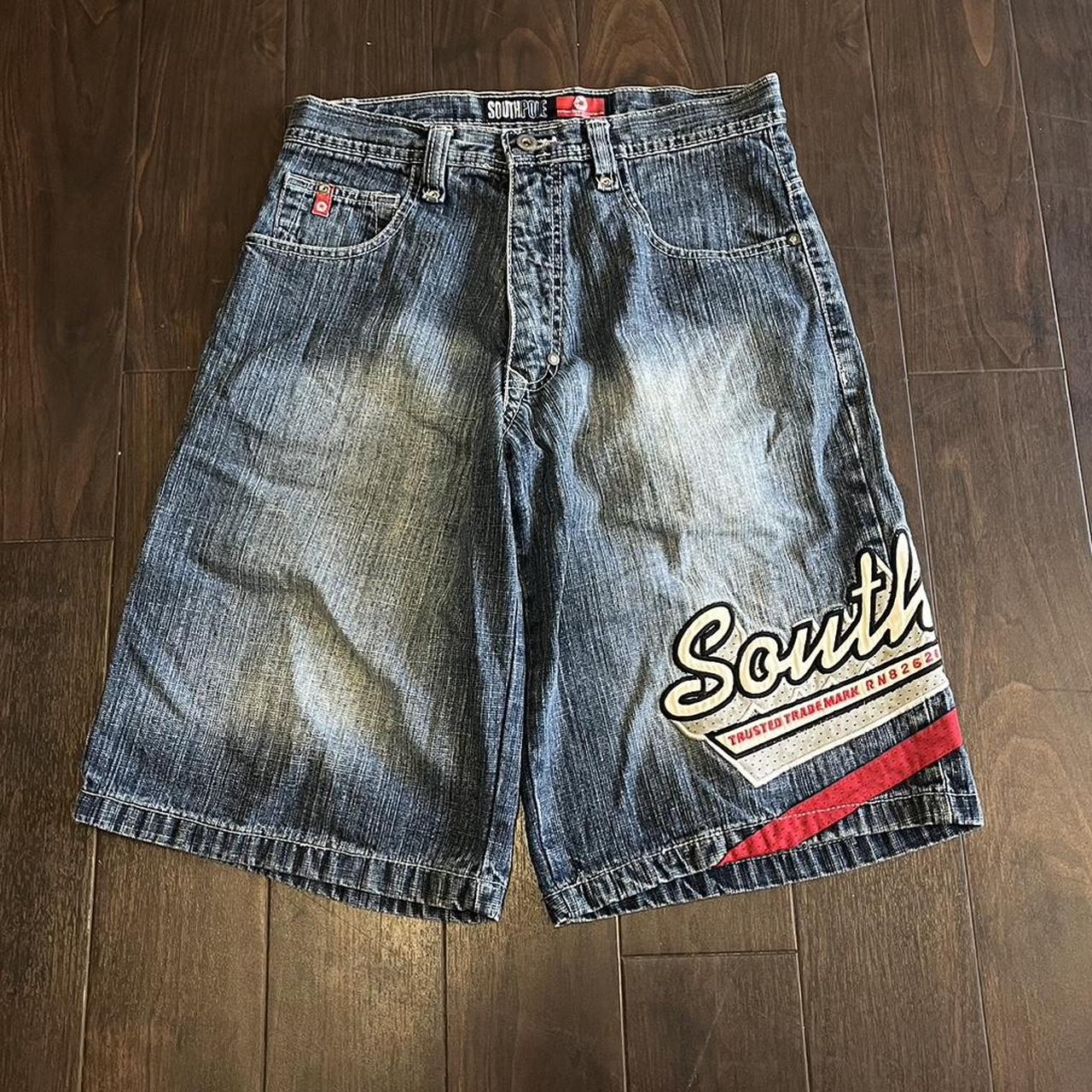 insane y2k red tab southpole jorts size 29” with a... - Depop