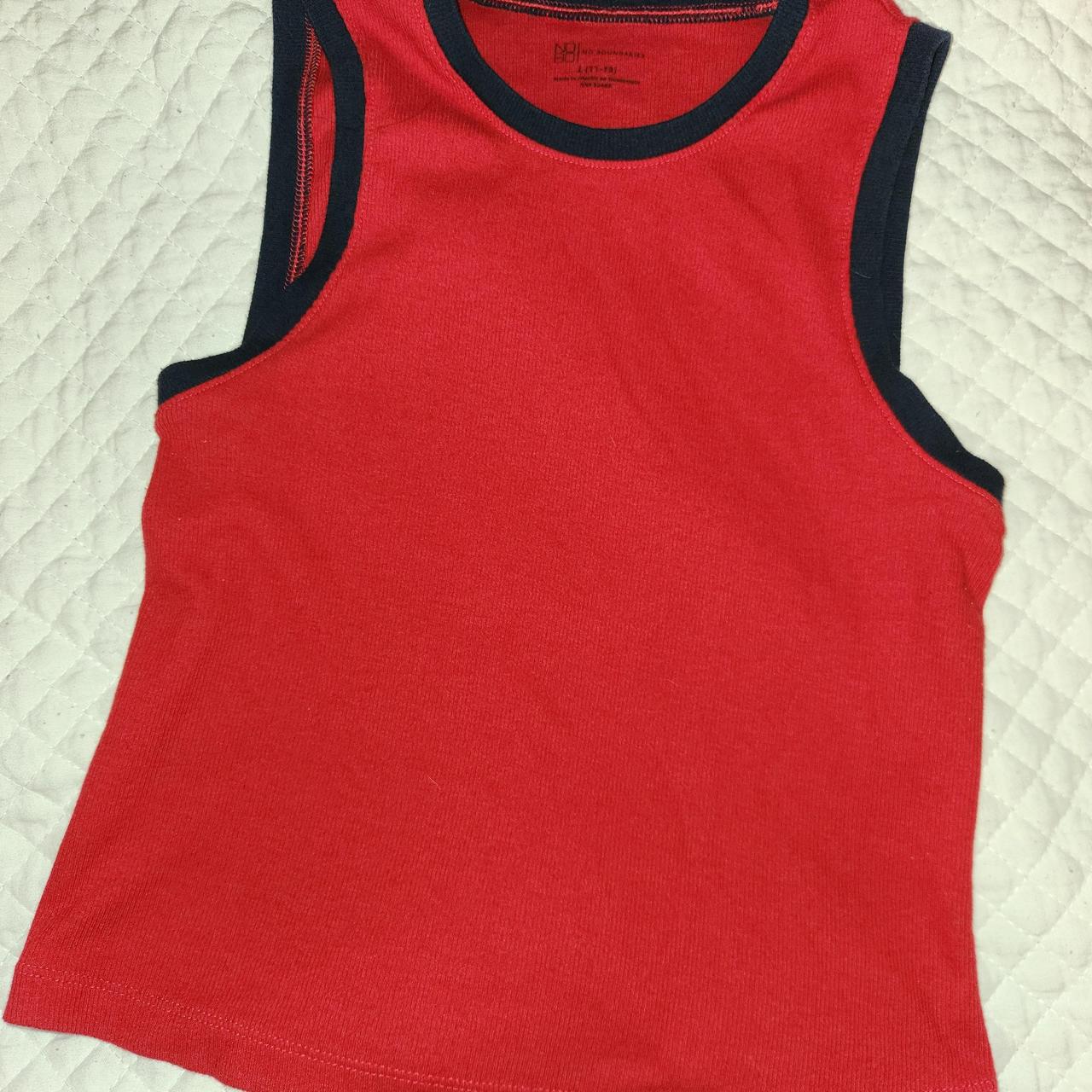 No Boundaries Juniors Red/Blue Cotton Tank