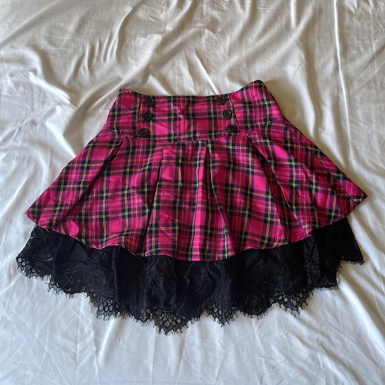 Gymboree pink / black tiered plaid skirt ☆features - Depop