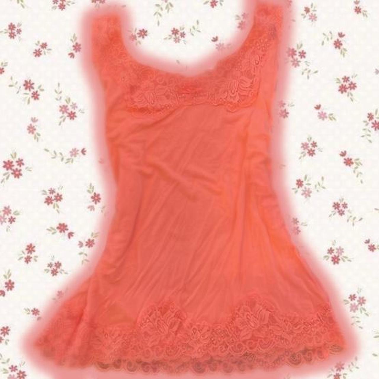 Peach Pink Coquette Lace Ribbon Bow Cami Slip Depop