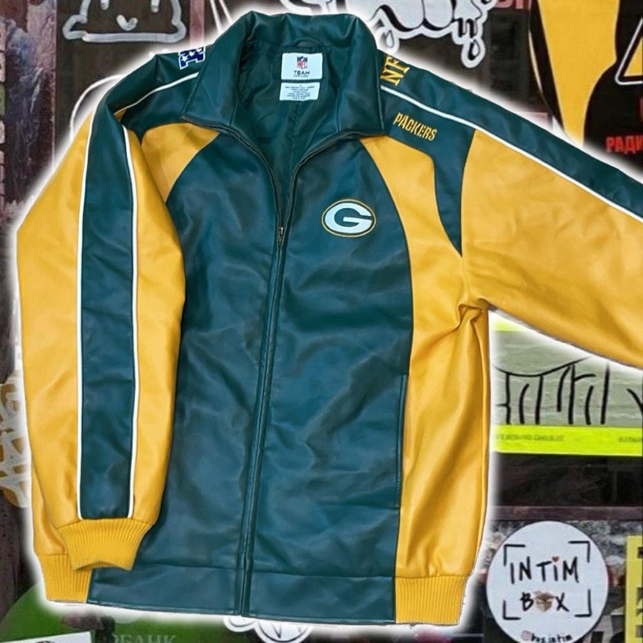 NFL Men's Yellow and Green Jacket Depop