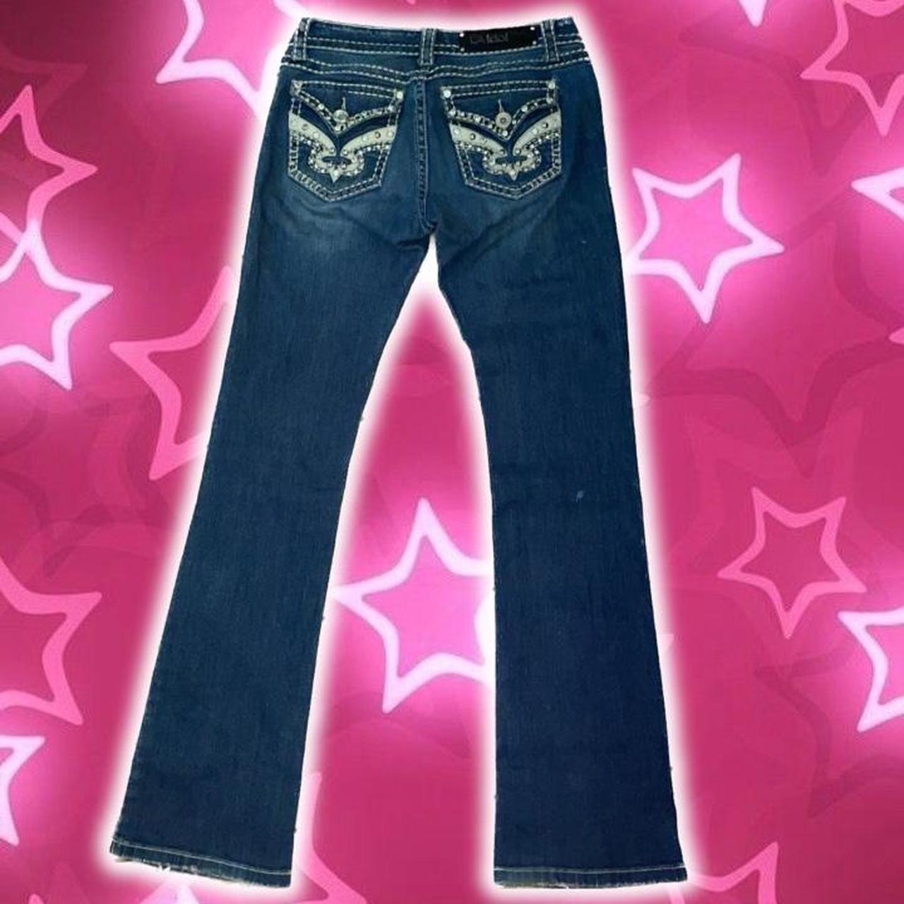 Miss Me Women's Navy and Silver Jeans Depop