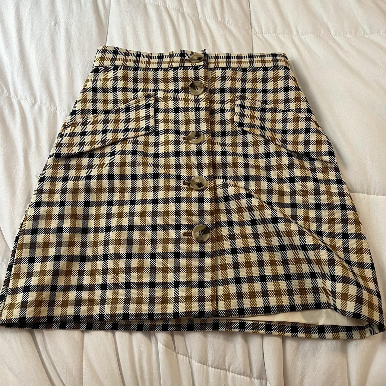 H&m blue 2024 plaid skirt