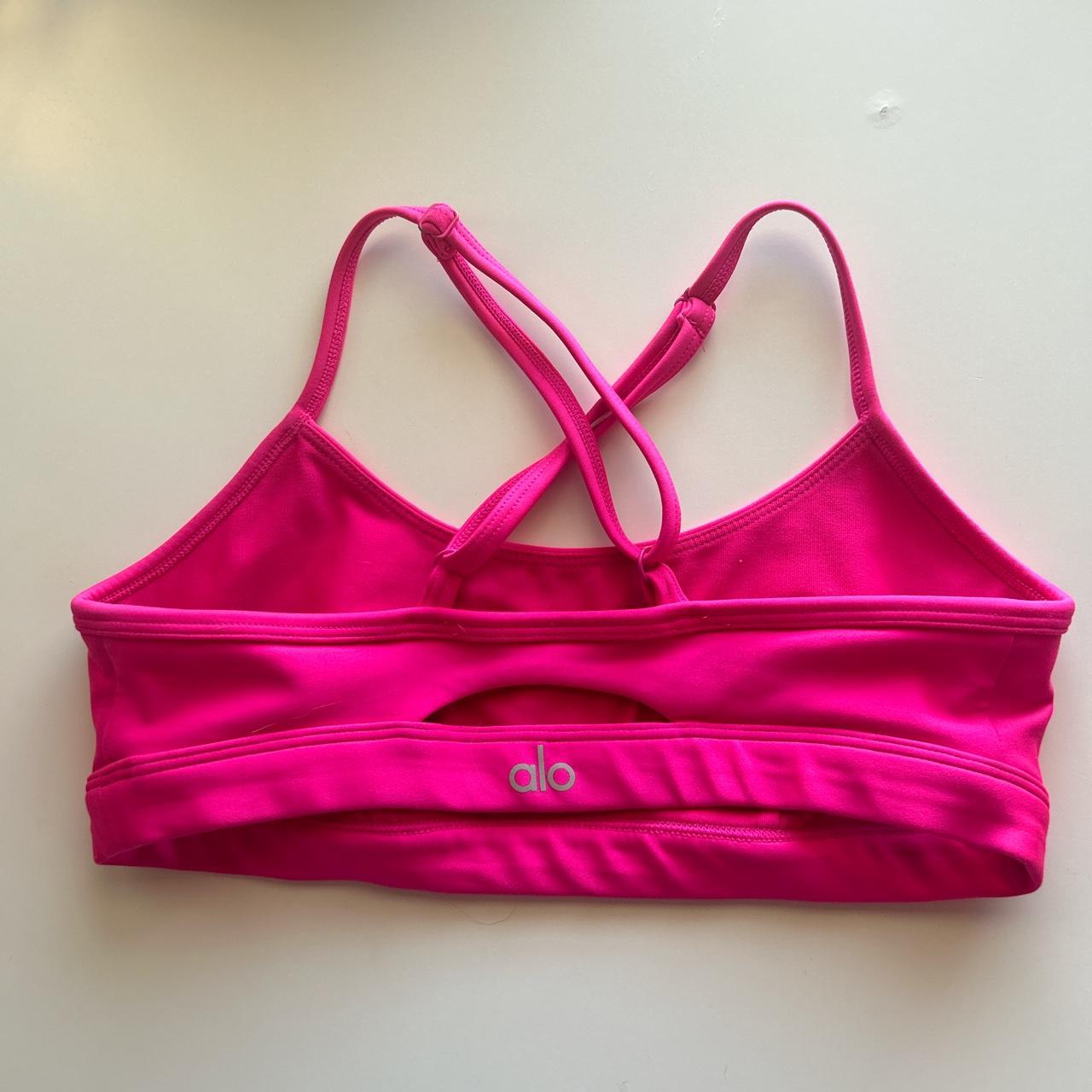 hot pink alo sports bra xs could fit small- A- B cup - Depop