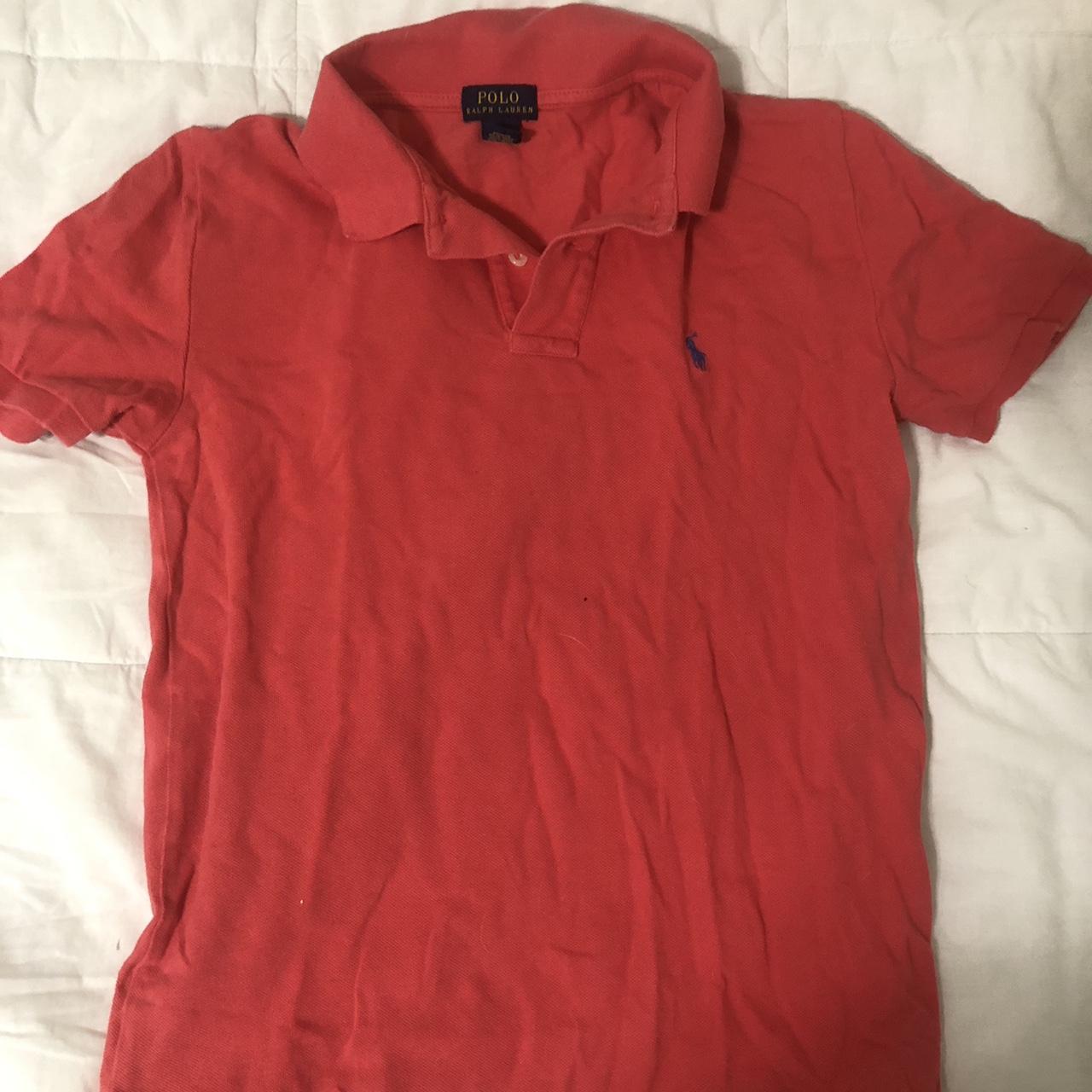 polo bright red collared shirt - Depop