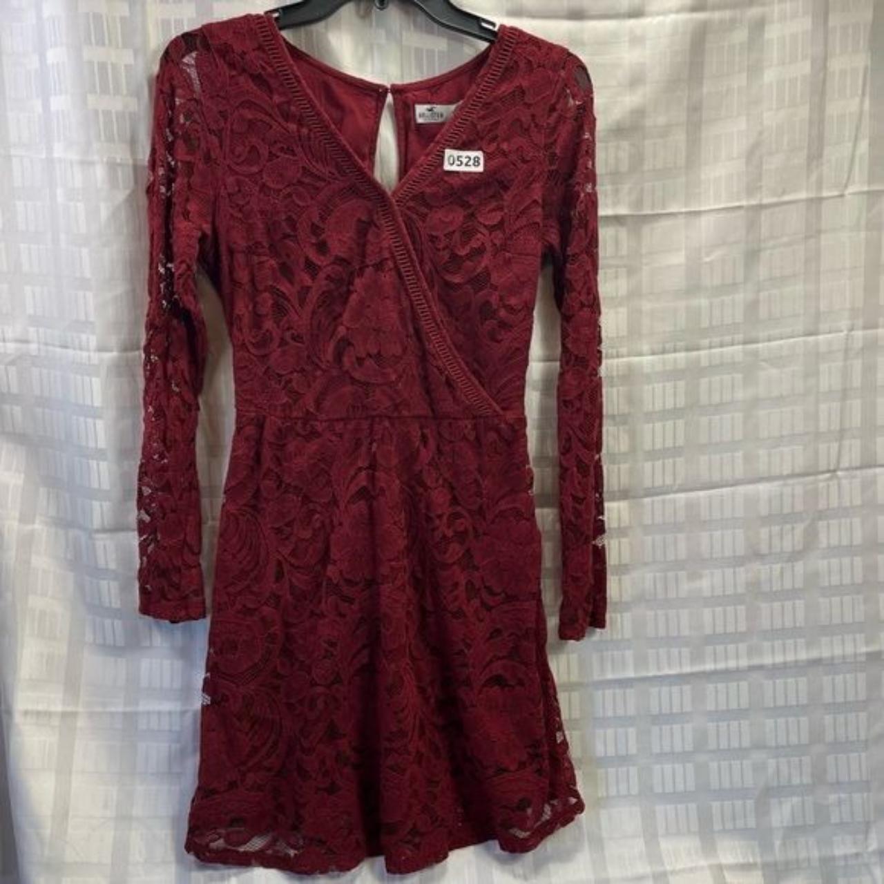 Hollister Dress Womens Size Small Maroon Lace Long... Depop