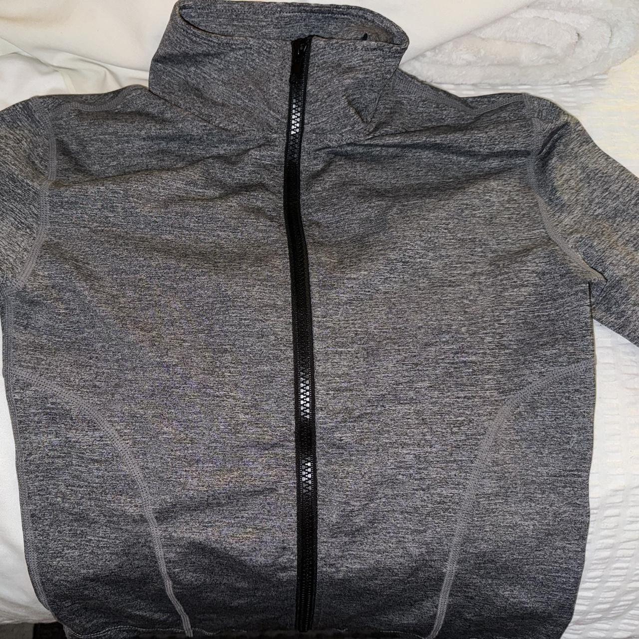 Grey long sleeve zip up workout jacket Full length... - Depop