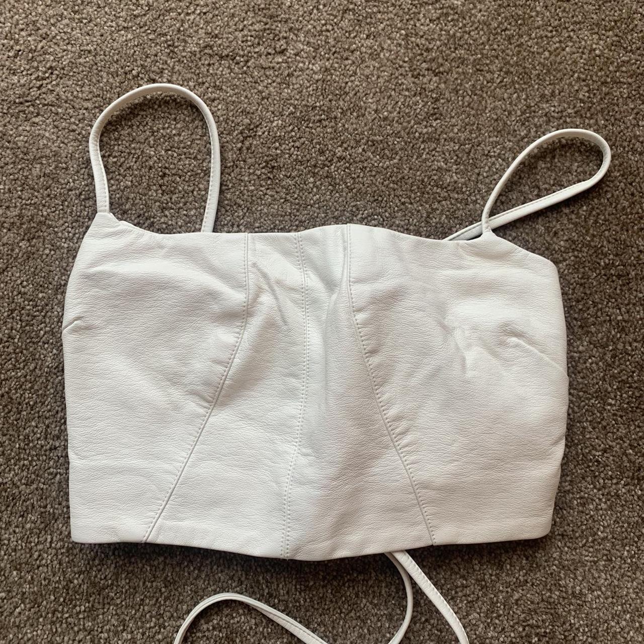 Glassons White Faux Leather Corset Style Crop Top Depop