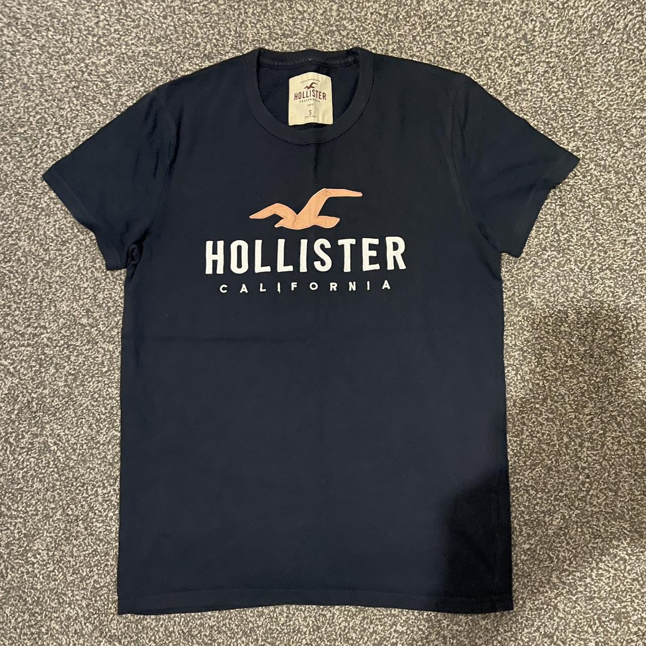 Hollister Co. Men's Navy and Blue T-shirt | Depop