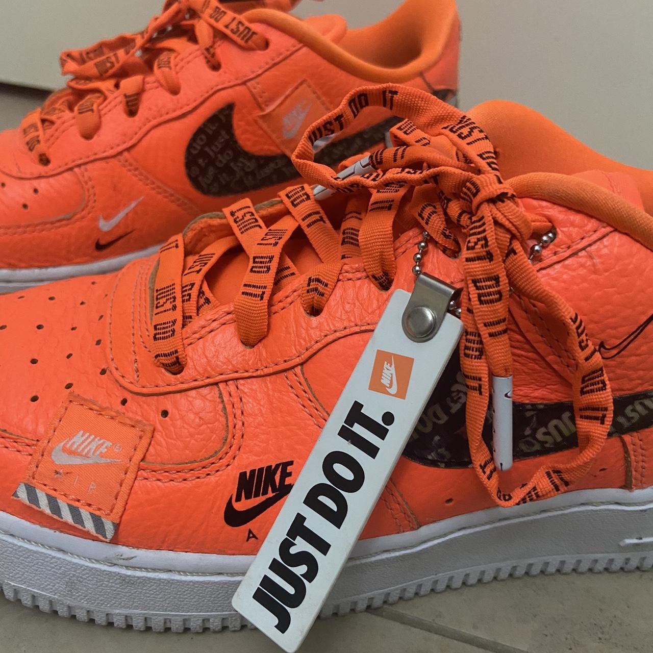 Nike 'Just Do It' Orange Air Force US Size 8 not UK 8 | Depop
