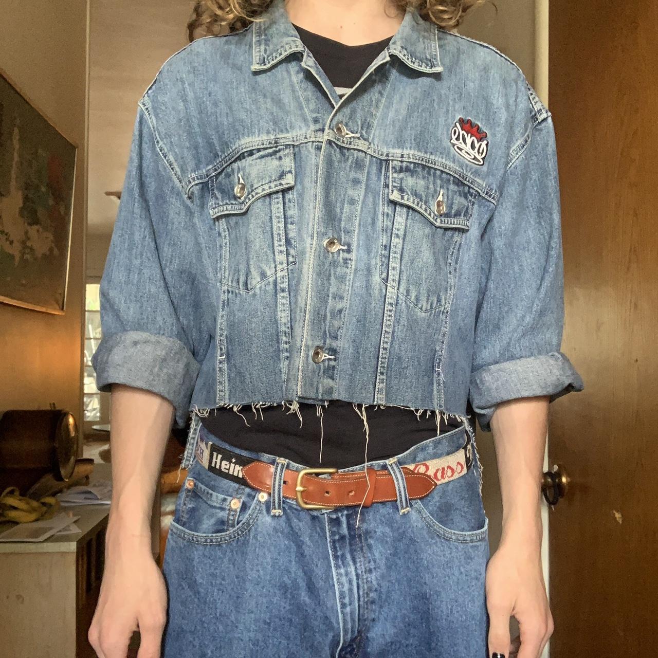 Vintage Apollo Jean cropped leather embroidered jean - Depop