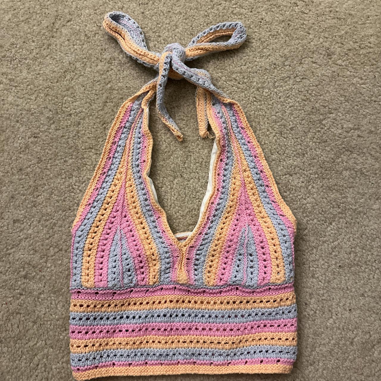 hollister crochet halter top with adjustable