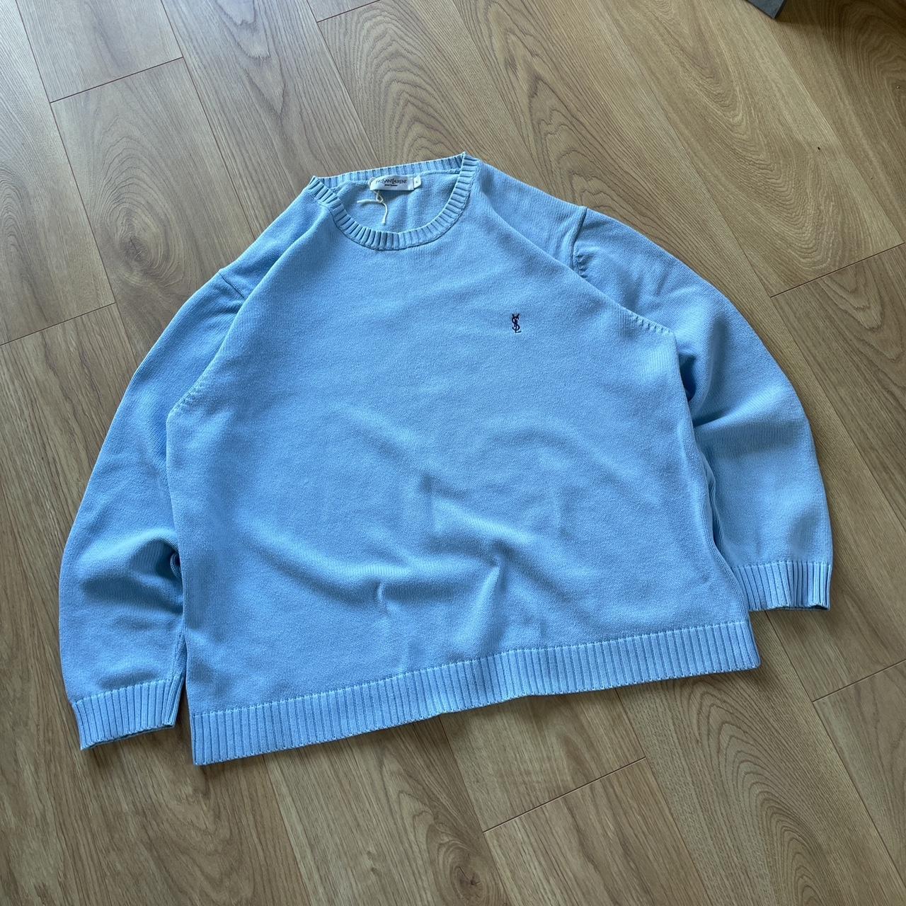 Yves Saint Laurent Men's Sweater Blue XL – Vintage YSL Yves