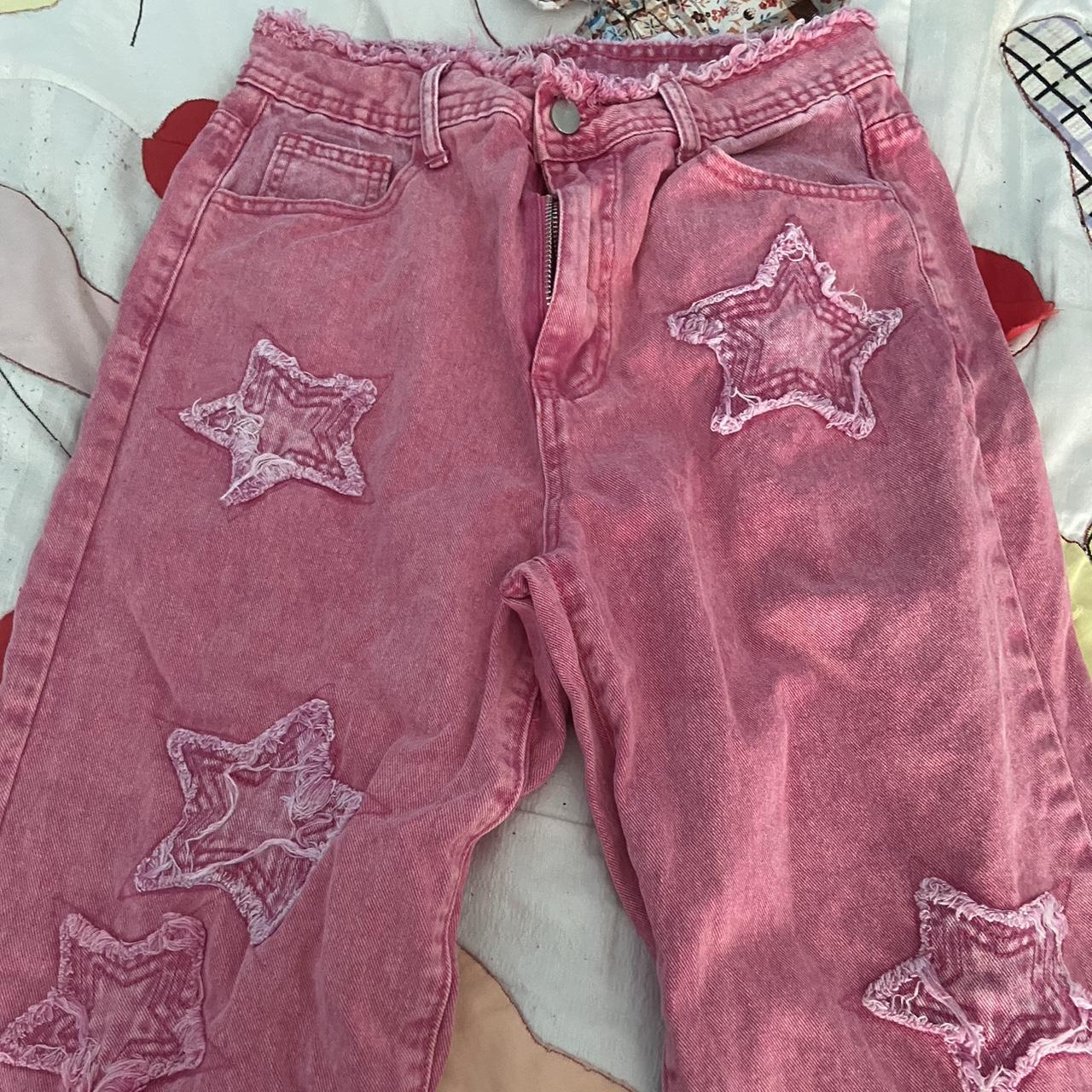 SHEIN Women's Pink Jeans Depop