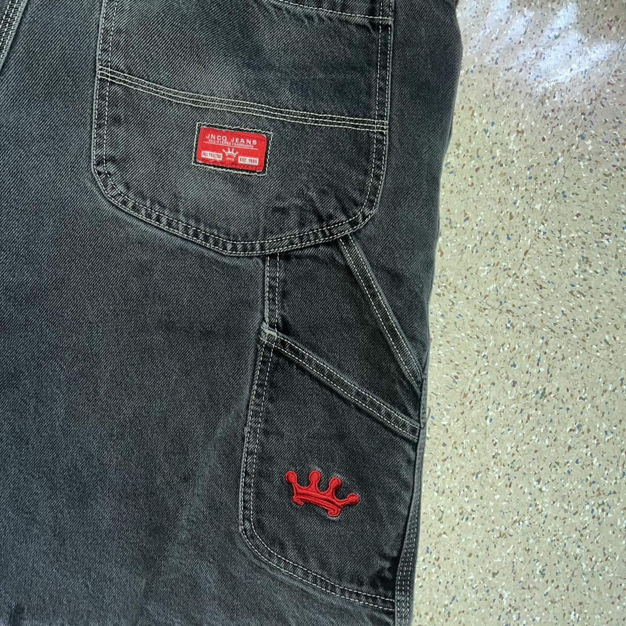 RARE 2000’s JNCO baggy black crown jean shorts... - Depop