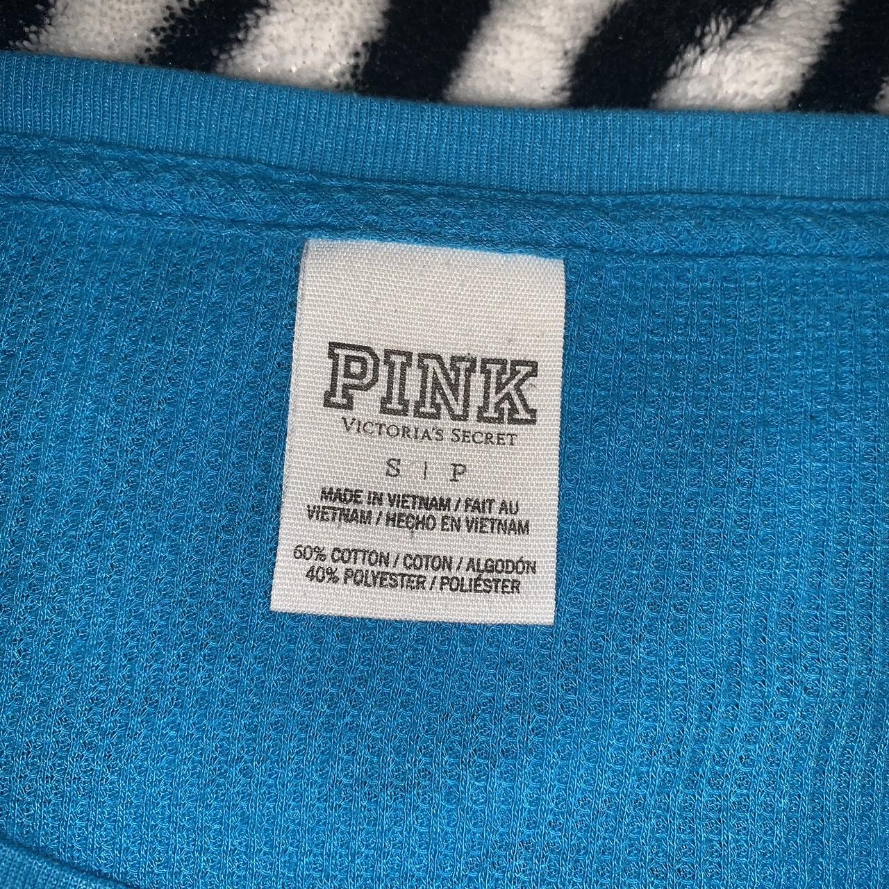 Pink Victorias Secret Blue Waffle Long Sleeve Size... - Depop