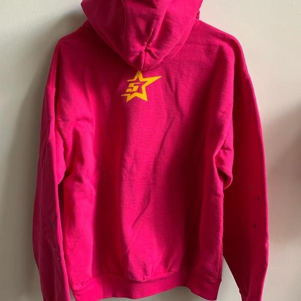 Spider Worldwide Men's Pink and Yellow Hoodie Depop