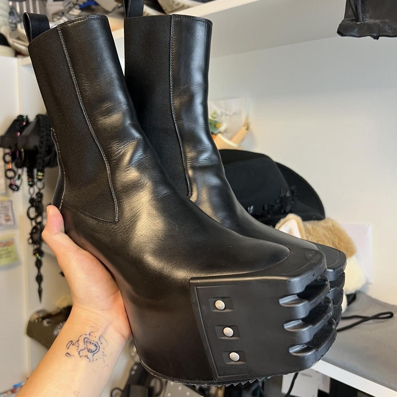 Rick Owens Kiss Boots 42 / Eggplant Beveled Platforms Purple