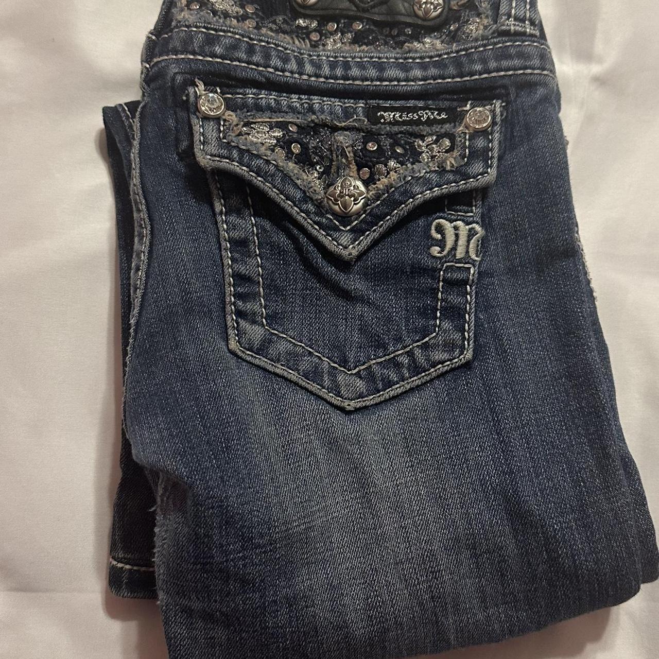 miss me bootcut jeans lowrise girls size 14 but... - Depop
