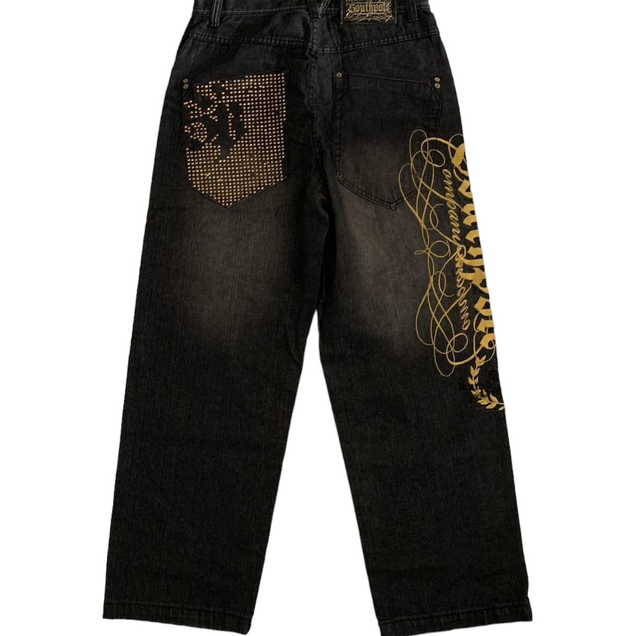 Southpole Men's Black And Gold Jeans 