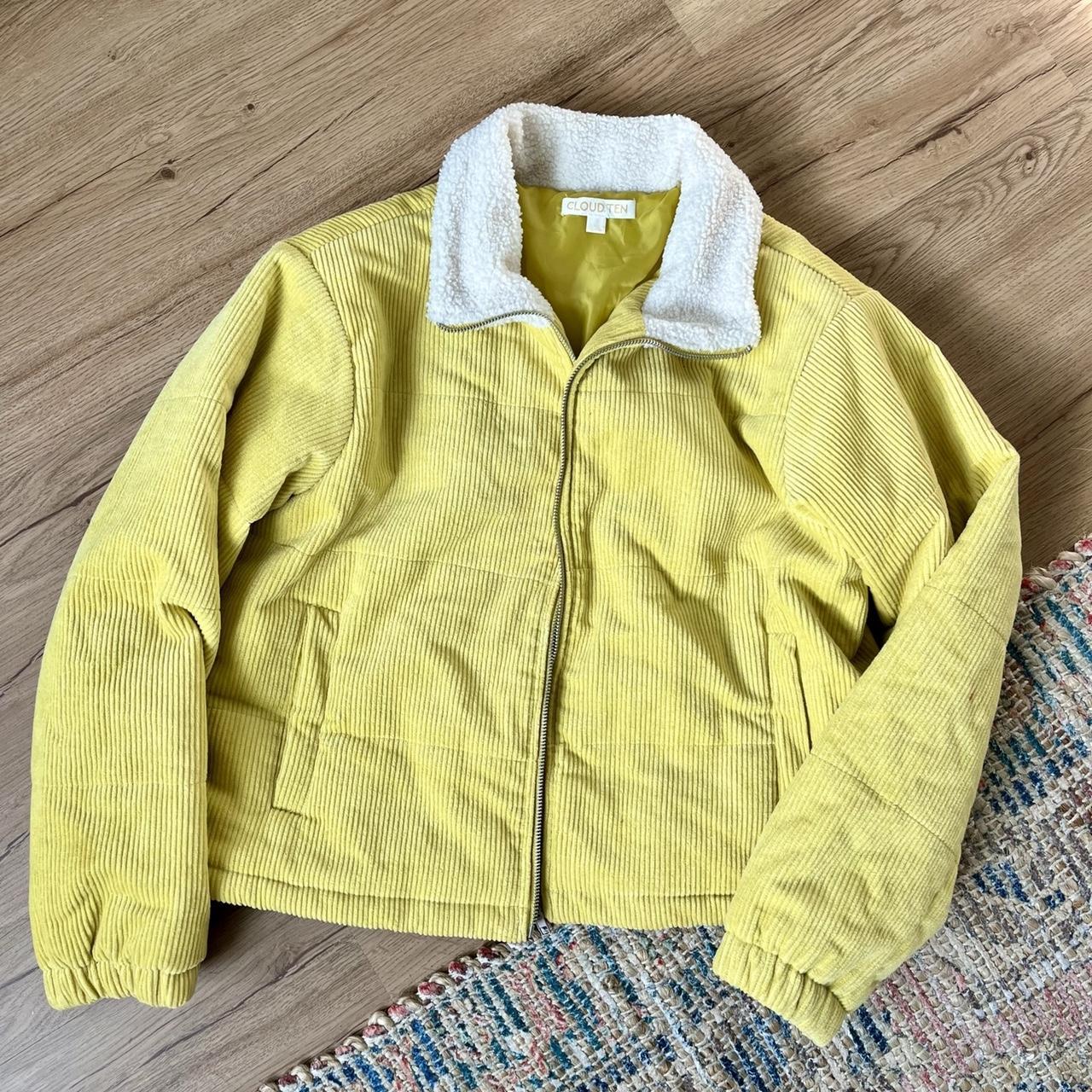 Cloud Ten yellow corduroy jacket with Sherpa collar.... Depop