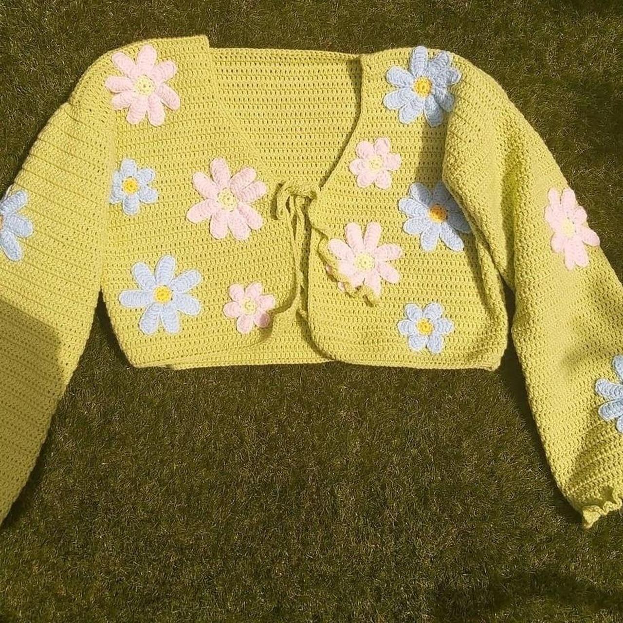 Women's Green and Pink Cardigan Depop