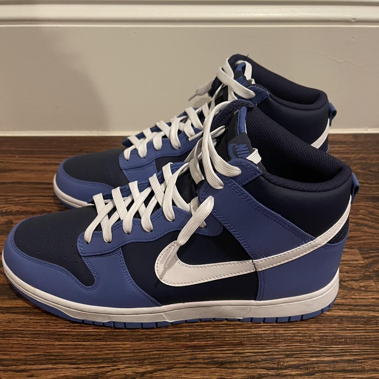 High top blue Nike men’s size 11 dunks - Depop