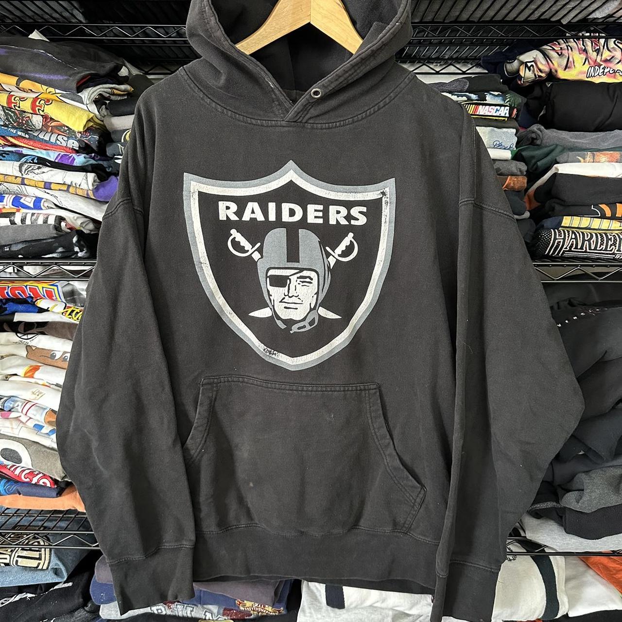 vintage 90s raiders hoodie XL. amazing black color... - Depop