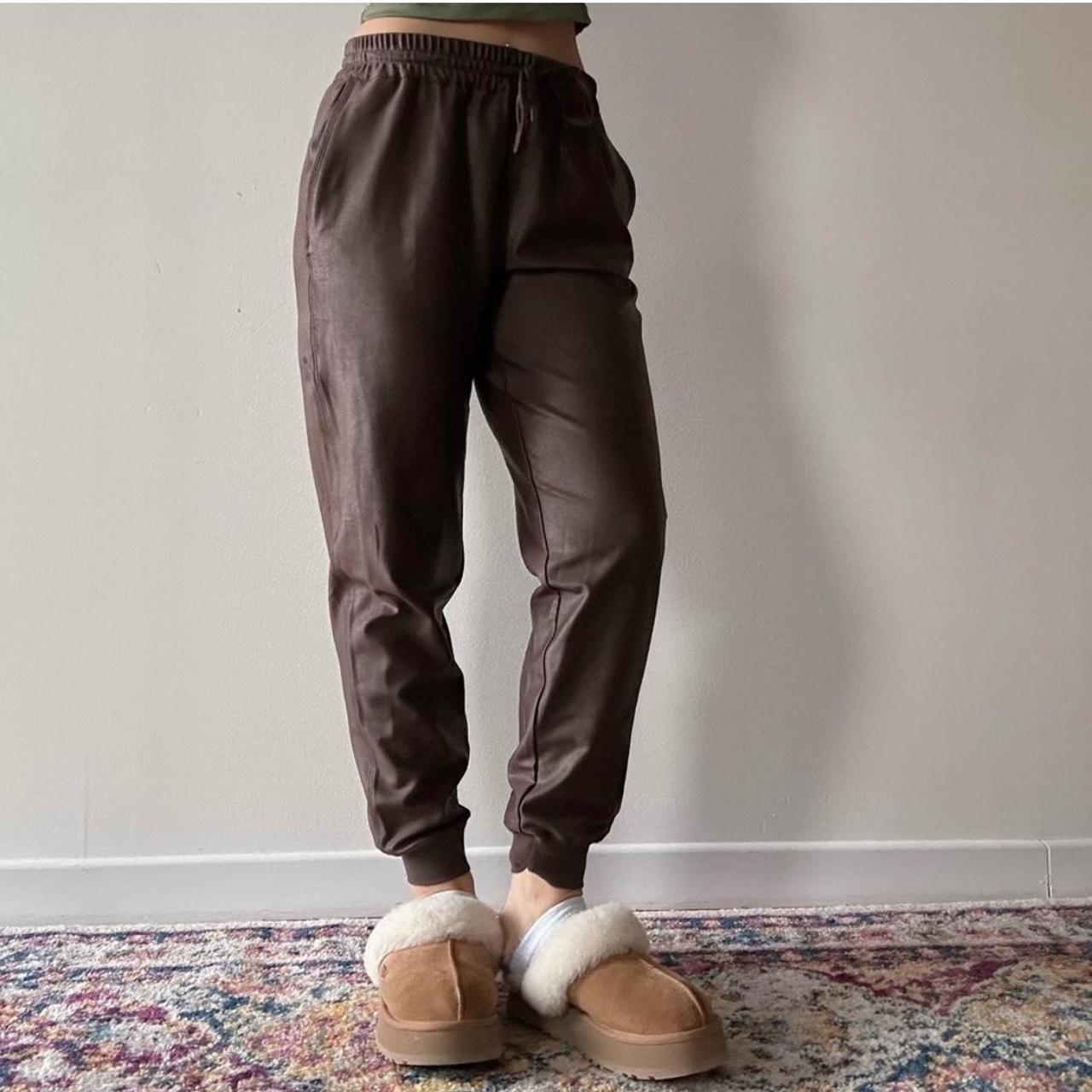 Maison D'Amélie Paris Brown faux leather baggy pants - Depop