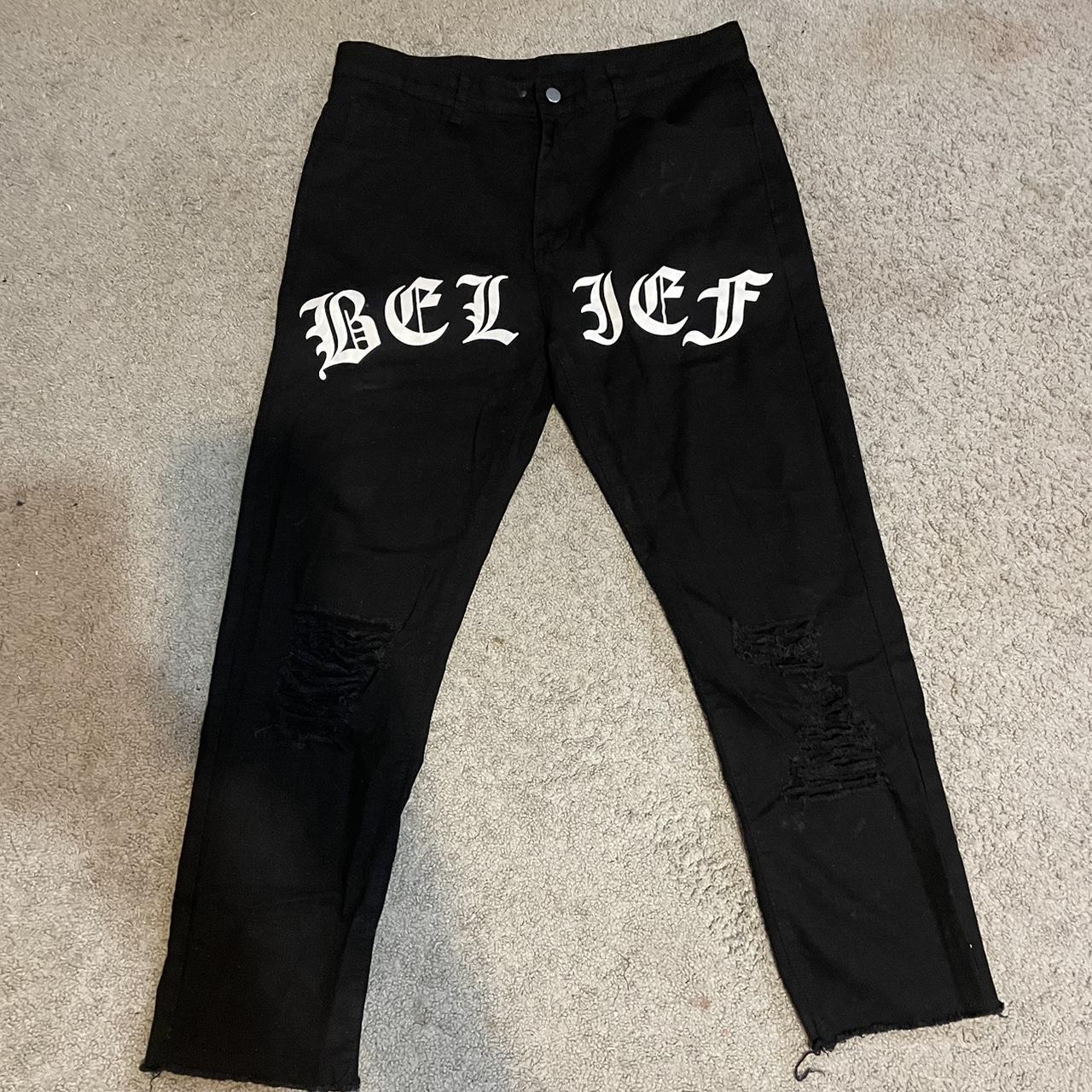 Black and white graphic jeans . Size large - Depop