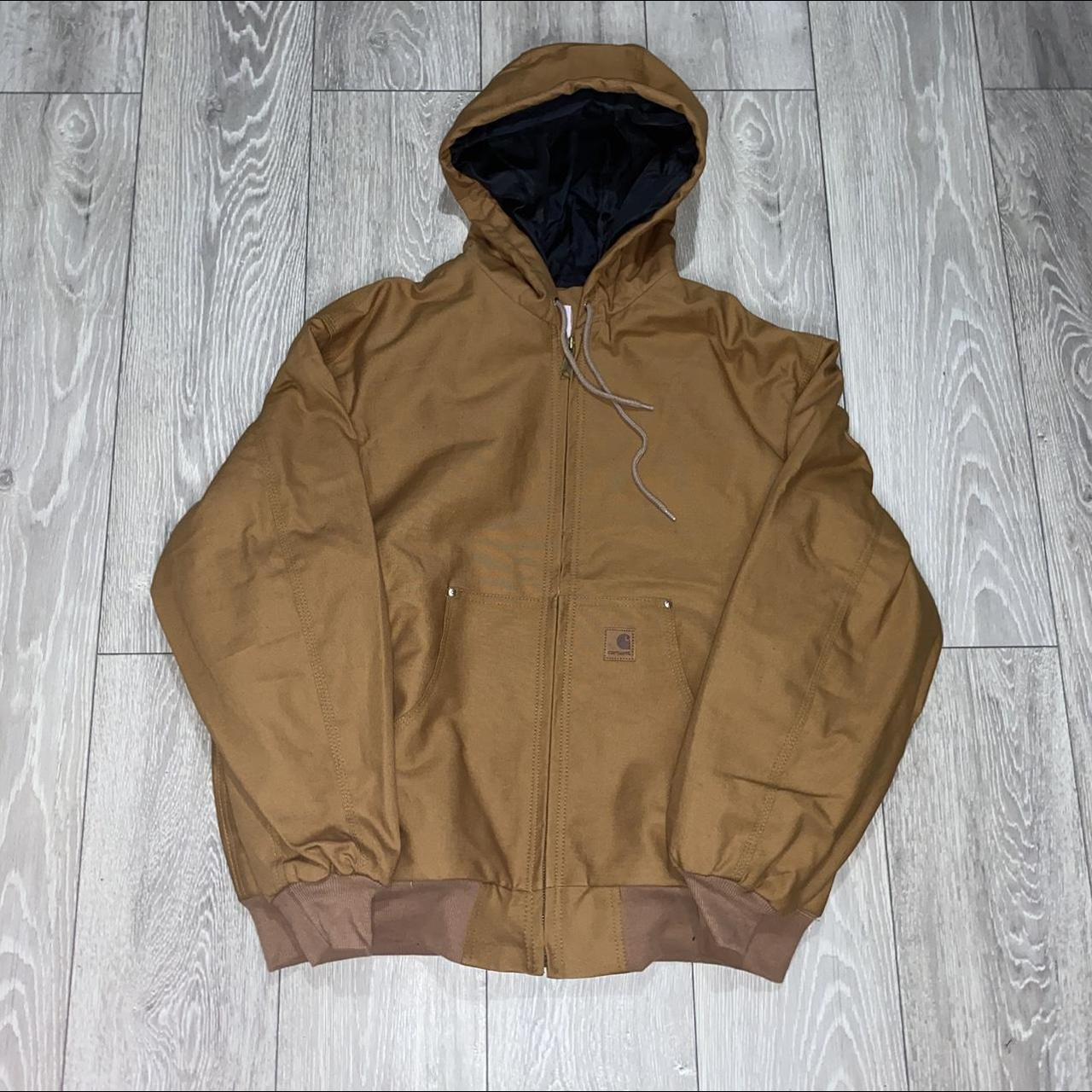 Rework Hooded Carhartt Jacket Beige •Premium... - Depop