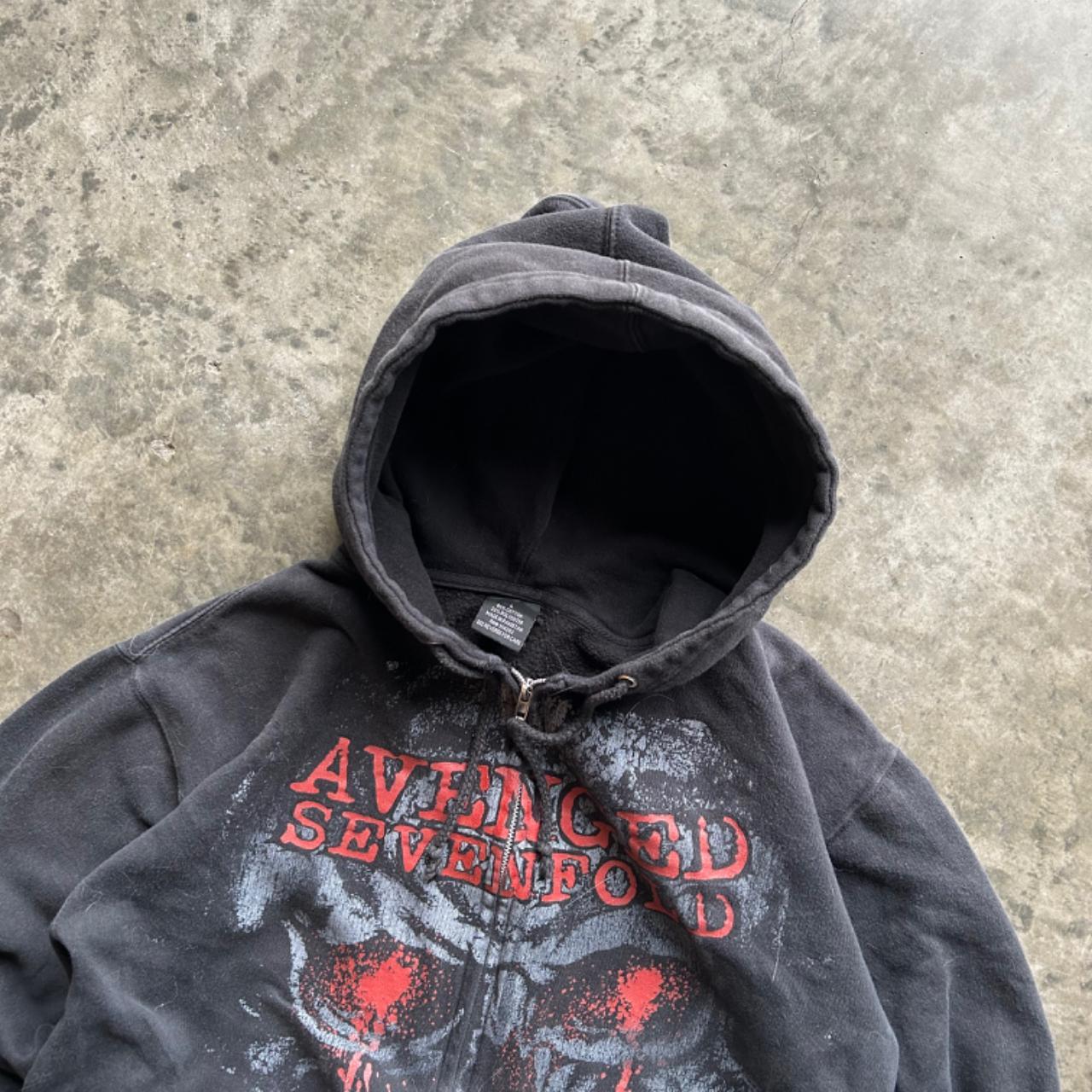 vintage early 00s style avenged sevenfold zip up... - Depop