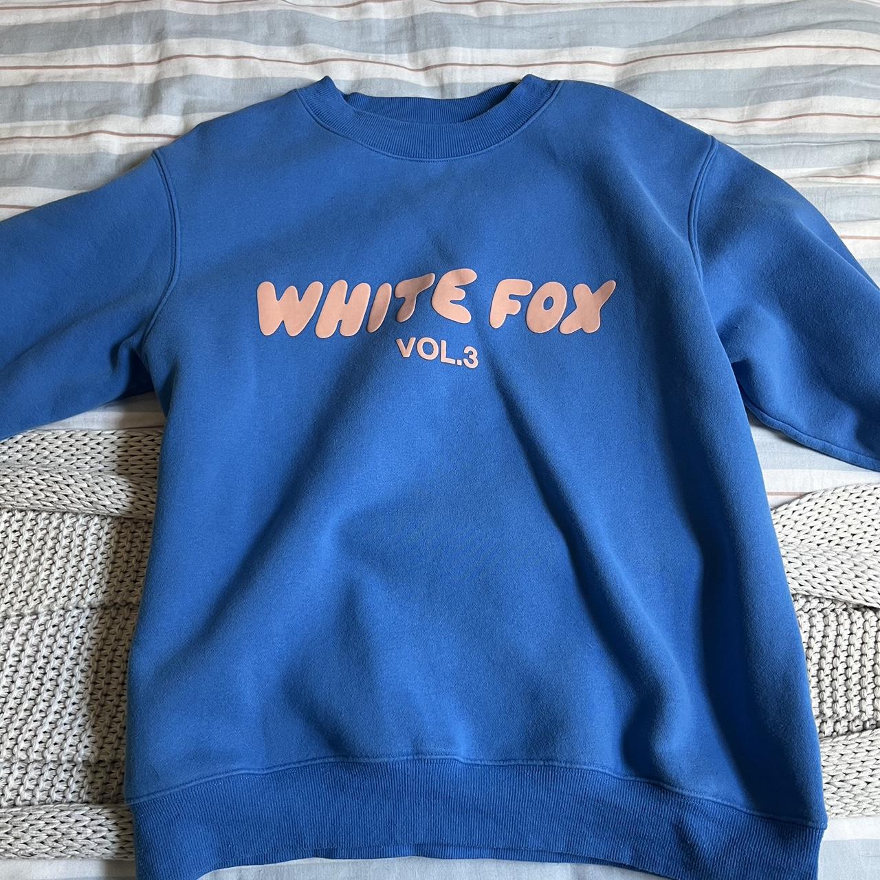Blue white fox jumper Size s/m Taking offers No stains Depop
