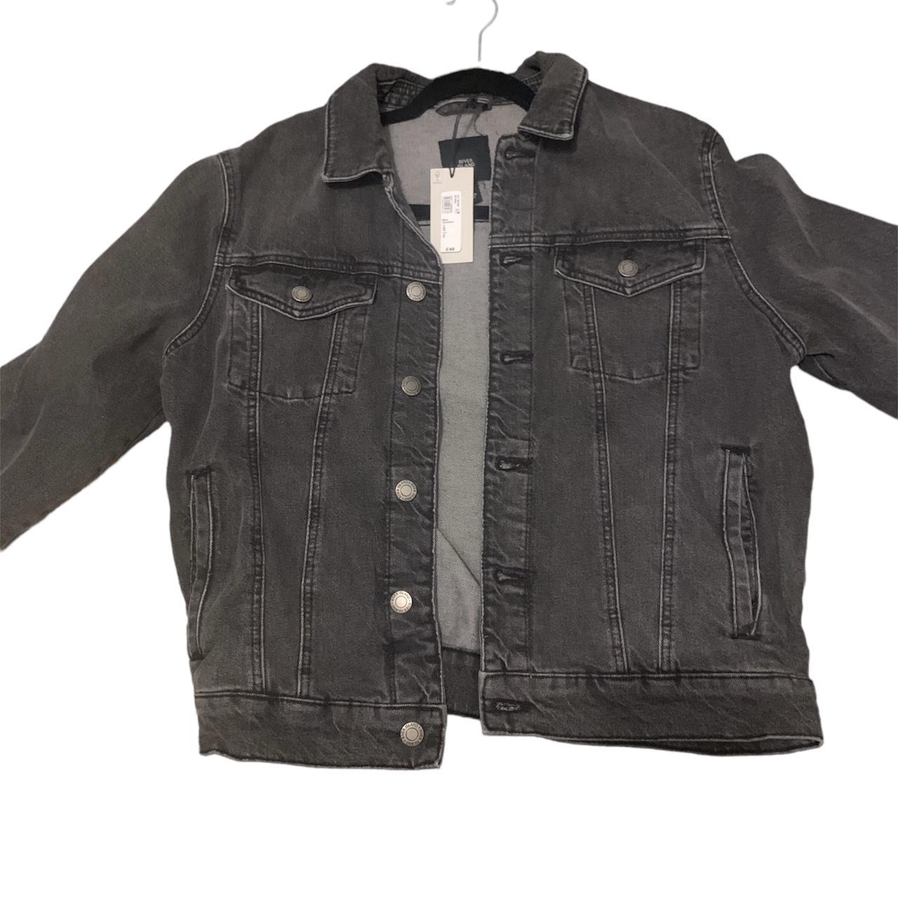 River island mens hot sale black denim jacket