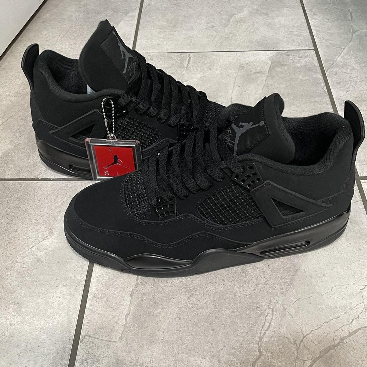 Jordan 4 black cats Size 9.5 Used but in very good - Depop