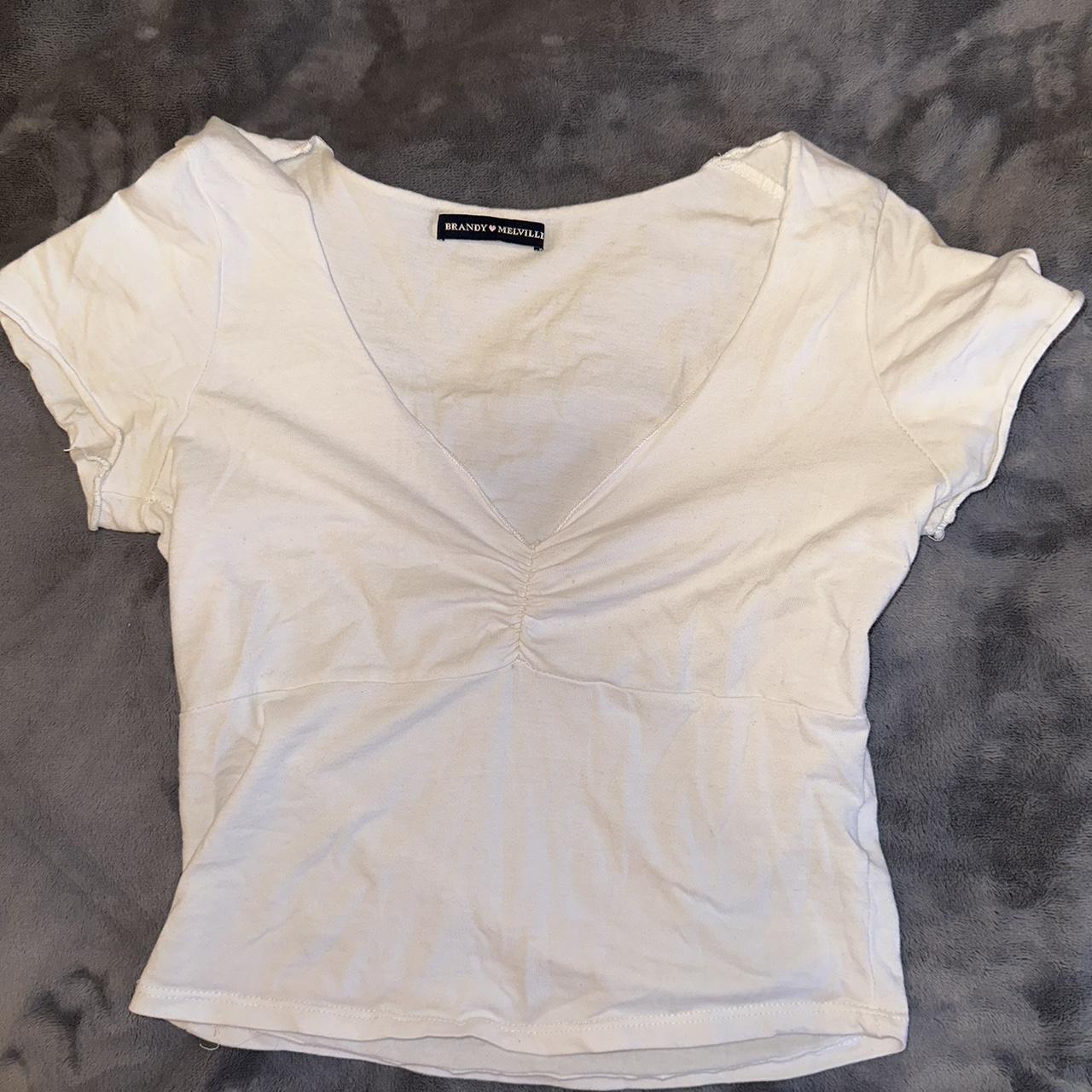Brandy Melville White Gina Cinched Top Very small... Depop