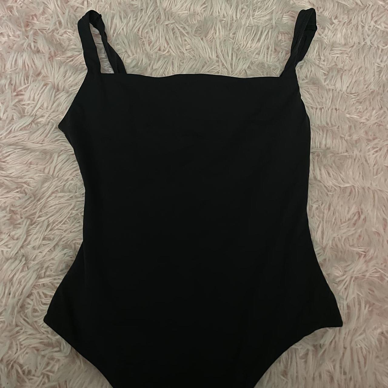 Skims fits everybody Square neck bodysuit in onyx - Depop