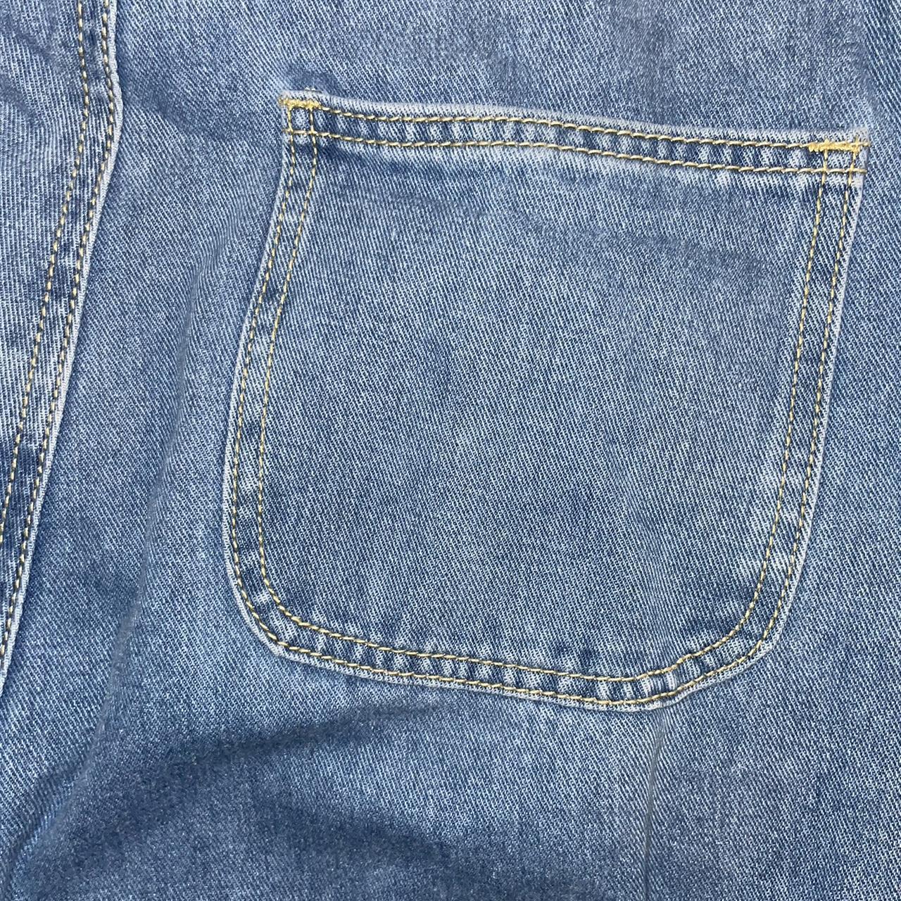 Light Blue Overalls - Worn , Missing bottom button... - Depop