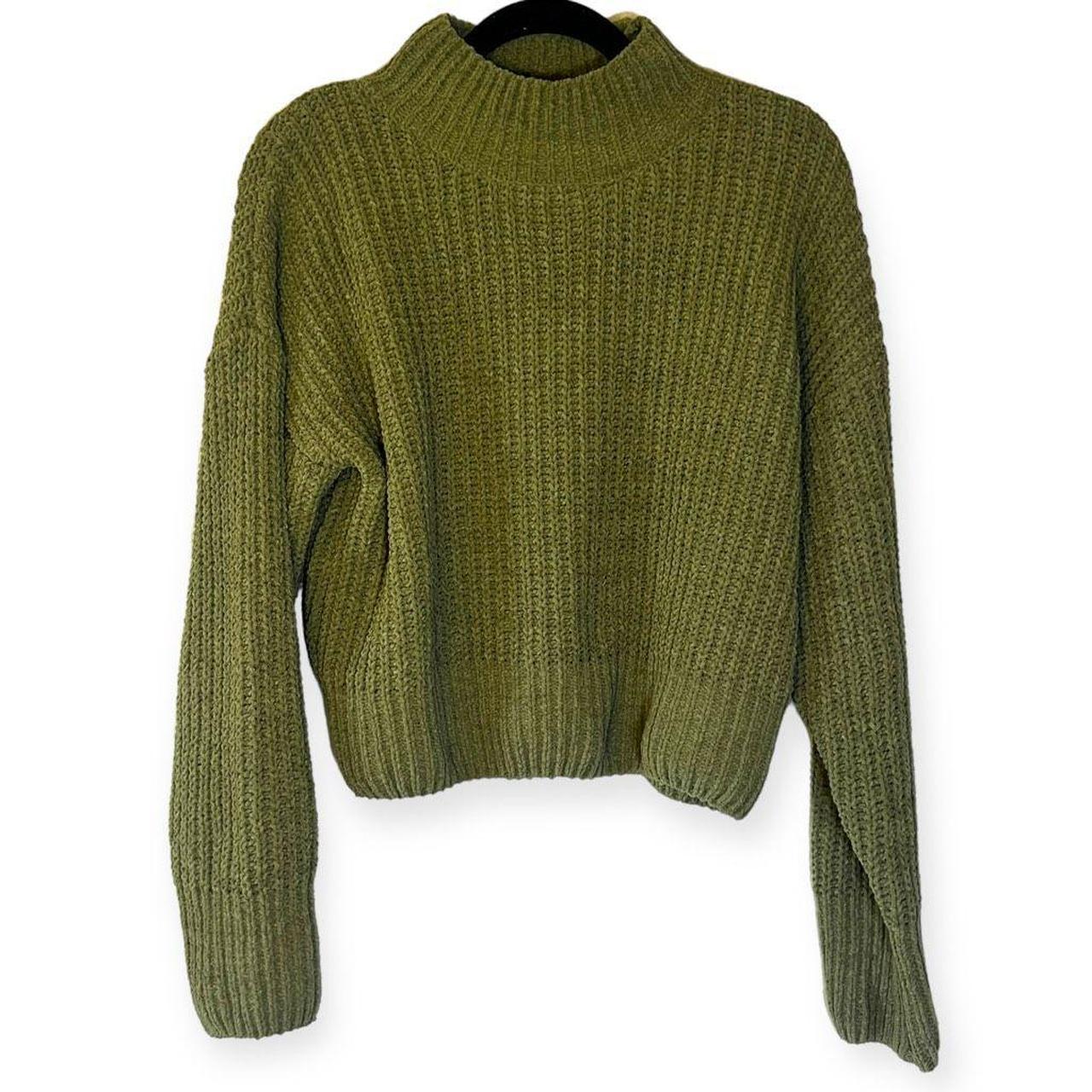 Talulah Green Chenille Mock Neck Sweater Size M Bust... - Depop