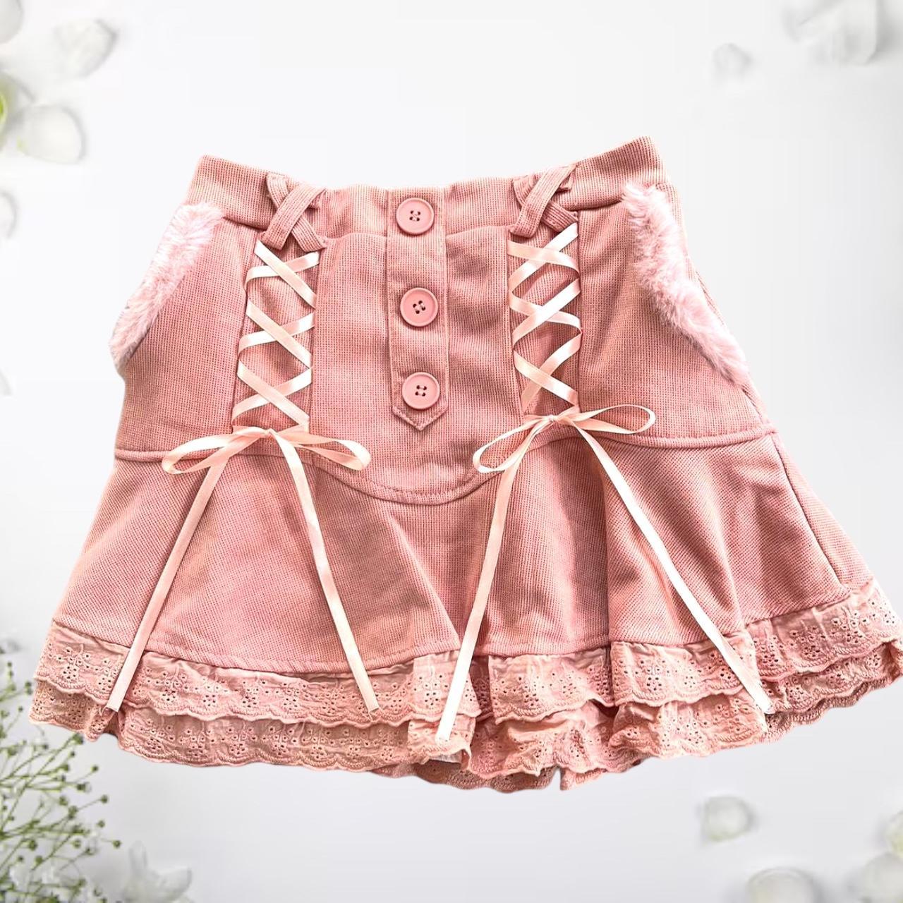 Pink Bow Lace Kawaii Lolita Balletcore Skirt 💕 This... - Depop