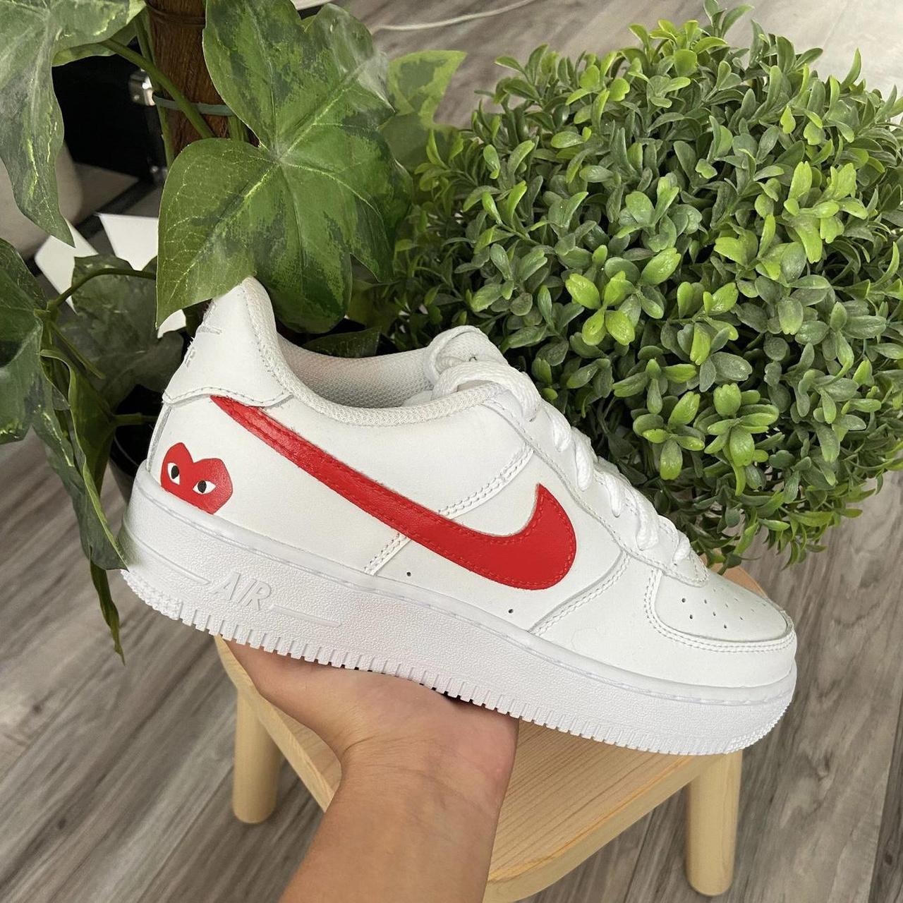 Custom Nike Air Force Red Heart Comme Des Depop 