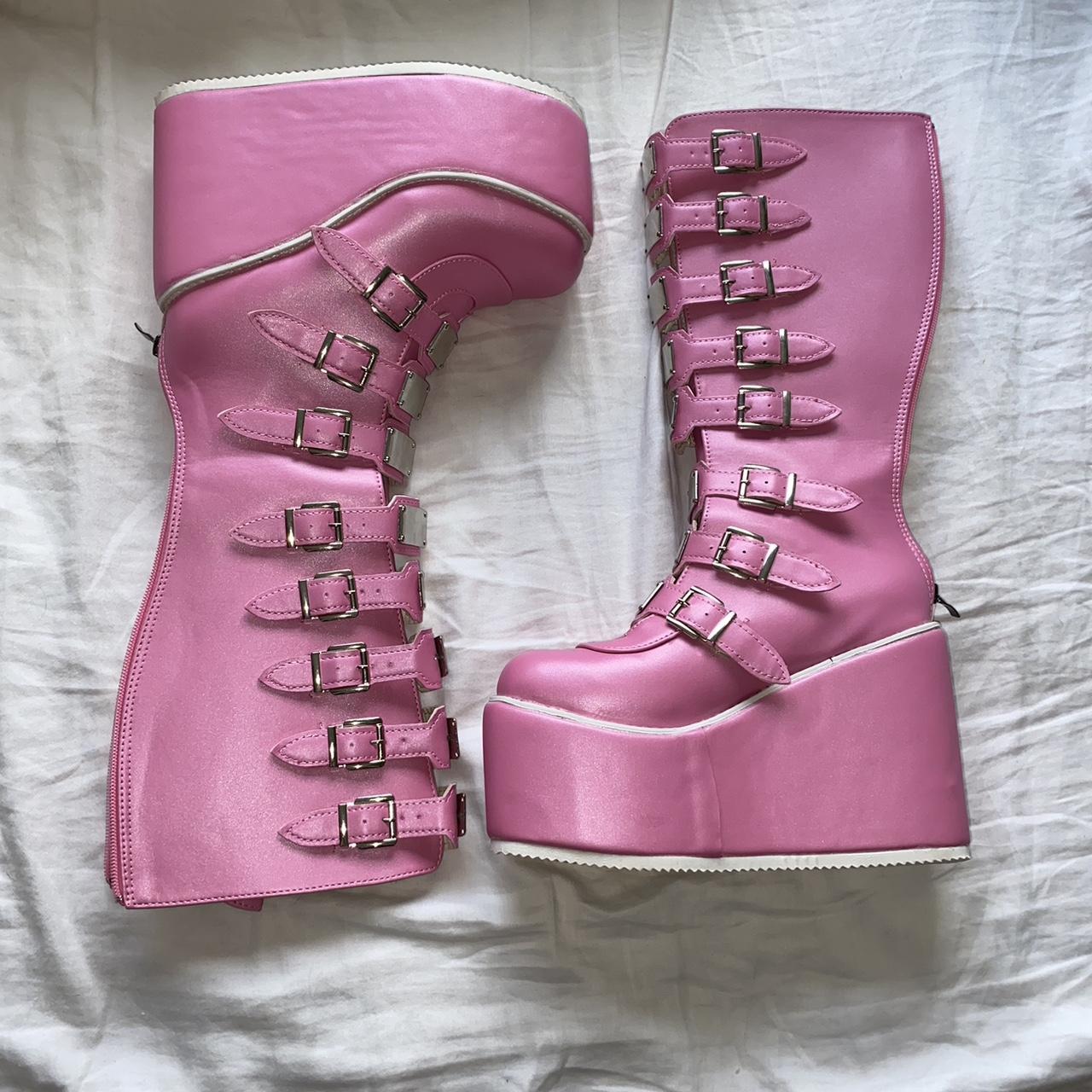 pink platform boots NOT DEMONIAS -from... - Depop