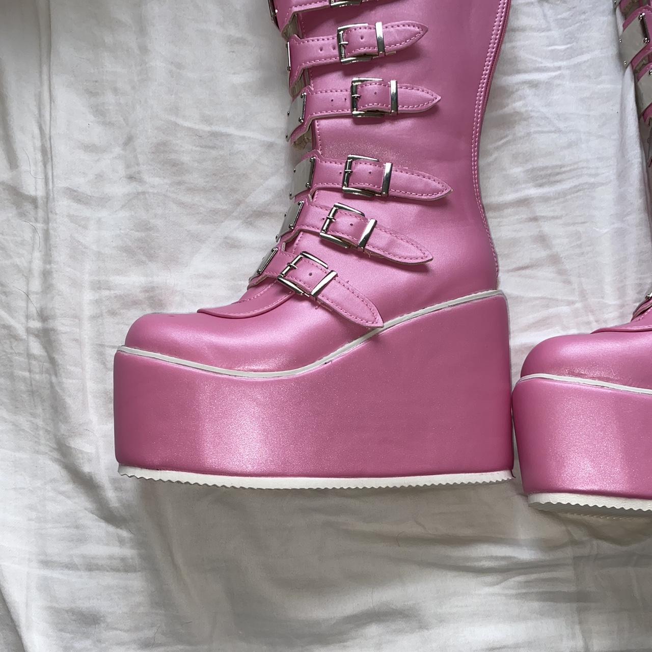 pink platform boots NOT DEMONIAS -from... - Depop