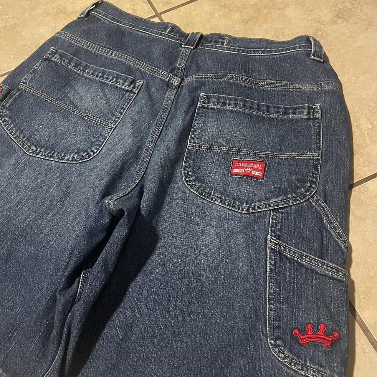 REAL PRICE $100 JNCO blue carpenter jorts red crown... - Depop