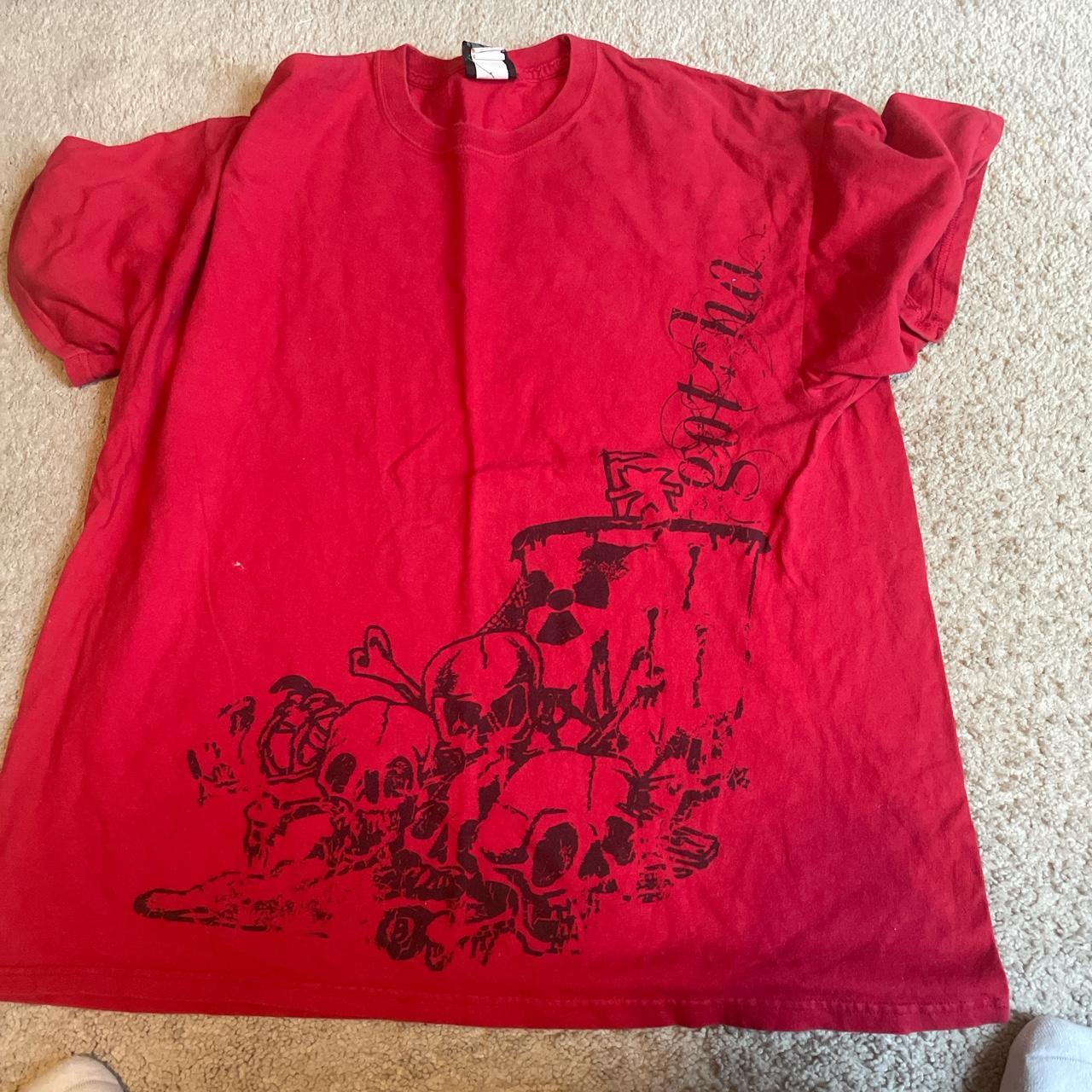 y2k red skull shirt - Depop