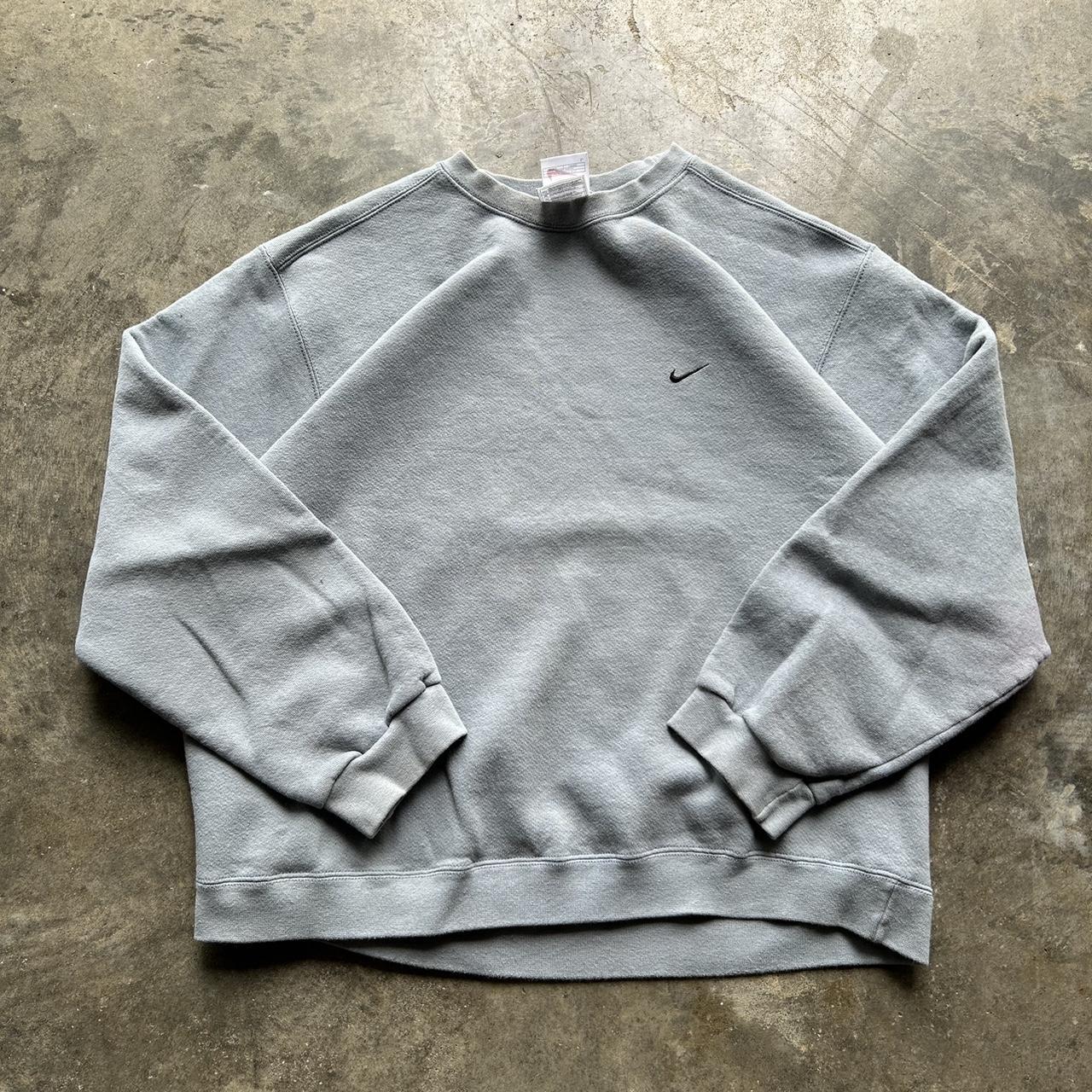 Vintage 90s Nike essential grey/blue crewneck size... - Depop