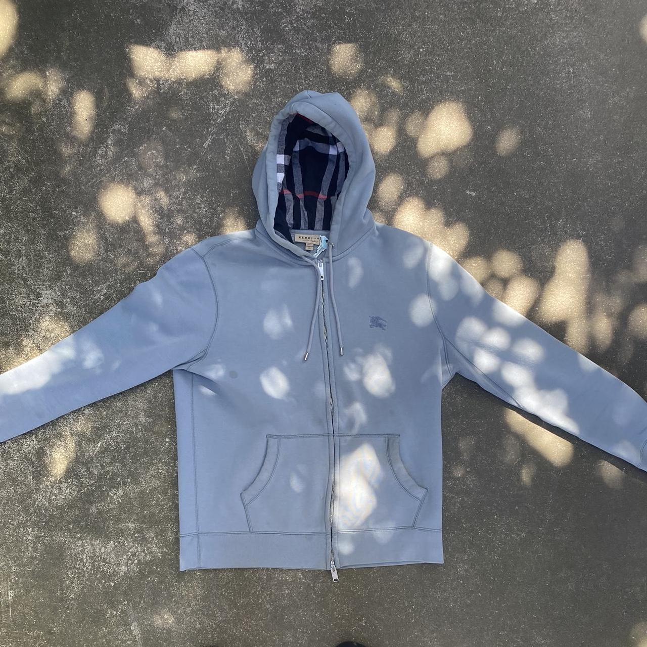 Burberry hoodie light blue sale